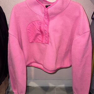 Pacsun  pink cropped fleece sweater